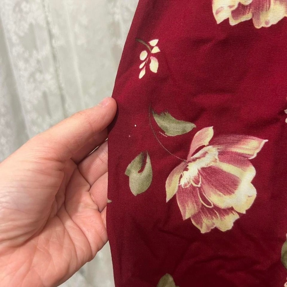 Vtg 80s Alfred Dunner Red Floral‎ Midi Skirt Womens Small Pleated Boho Cottage - Picture 7 of 7